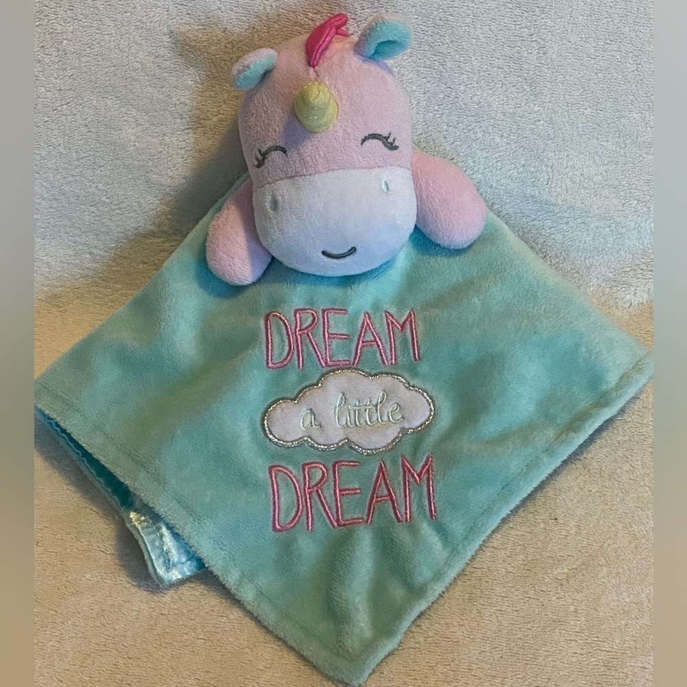 Baby Starters Unicorn Lovey Rattle Mint Green Plush & Satin Dream A Little Dream